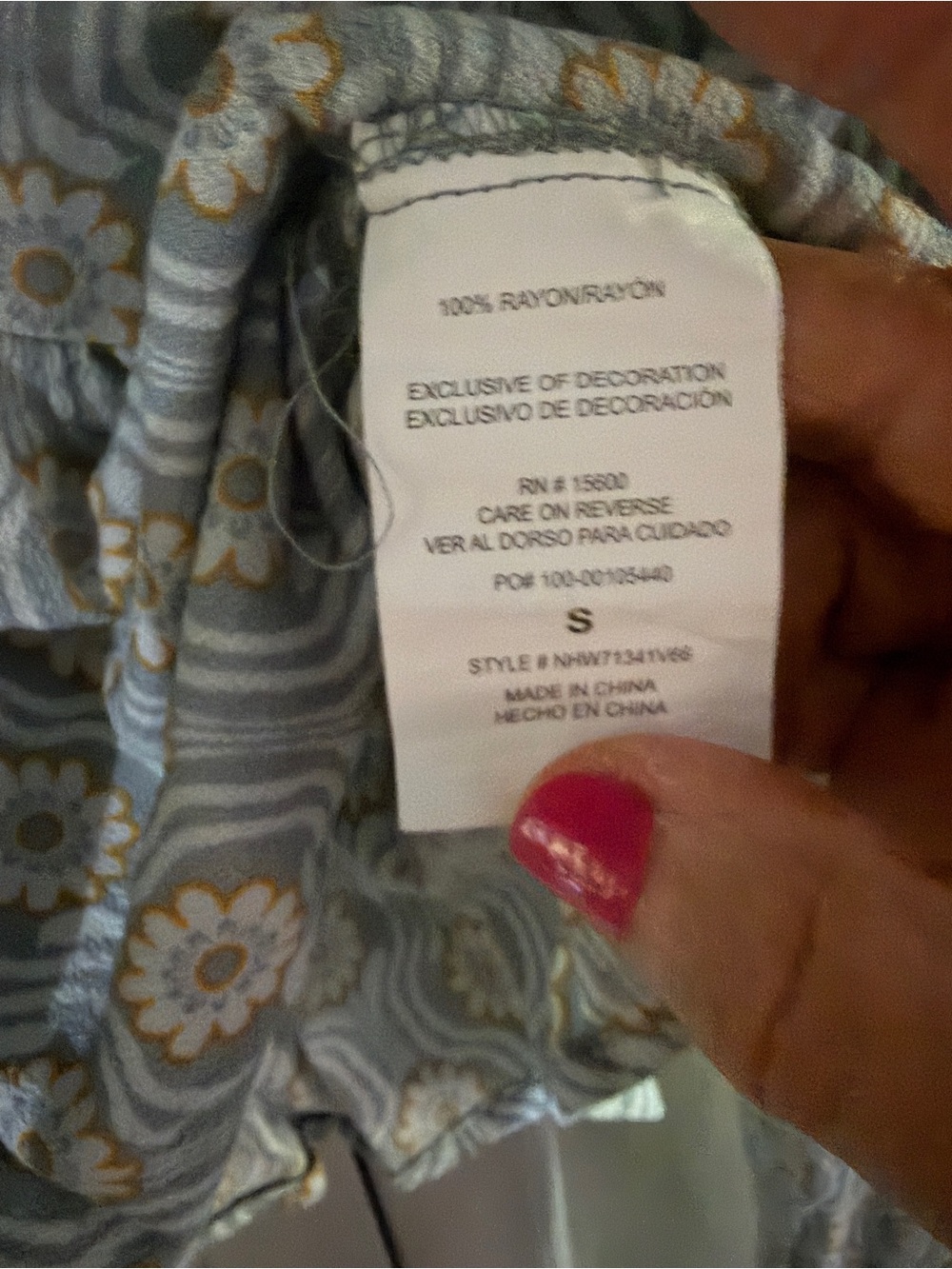 Rewind Blue Floral Smocked Blouse with Mustard Accents - Picture 3 of 6